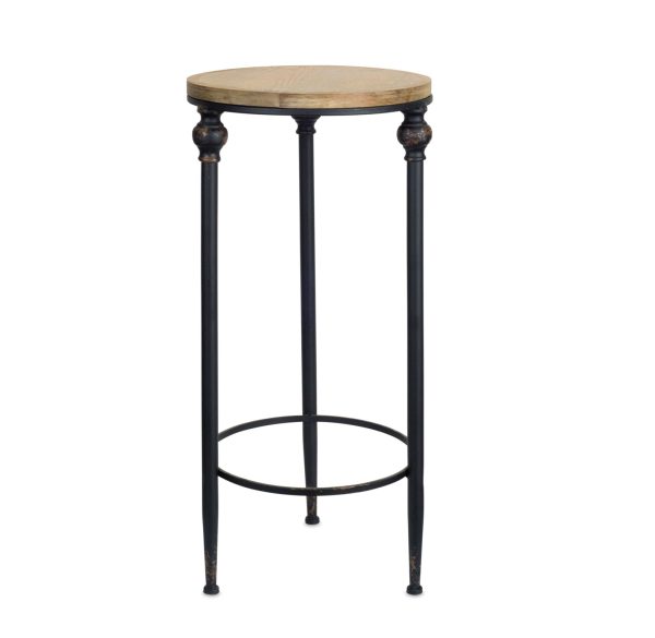Set of Two 27" Black And Brown Round End Tables - Image 3