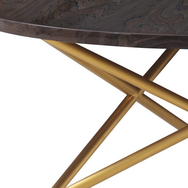 43" Brown And Gold Genuine Marble And Metal Round Coffee Table - Image 3