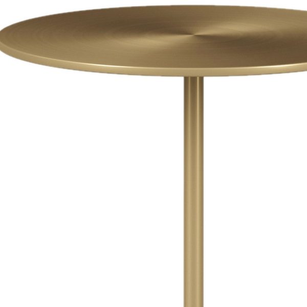 20" White And Gold Steel And Marble Round End Table - Image 3