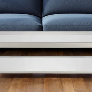 45" Clear Glass And Silver Steel Coffee Table With Shelf