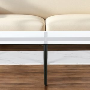 47" Black Glass And Steel Coffee Table With Shelf