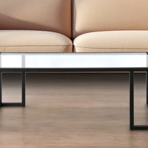45" Black Glass And Steel Coffee Table