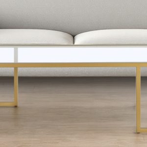 45" Gold Glass And Steel Coffee Table
