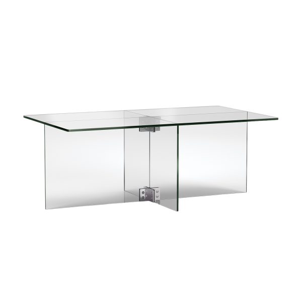 24" Clear Glass And Steel Coffee Table - Image 3