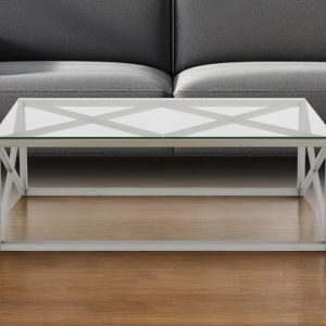 46" Silver Glass And Steel Coffee Table