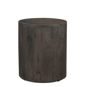 18" Wood Brown Solid Wood Round End Table