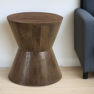 18" Dark Brown Solid Wood Round End Table