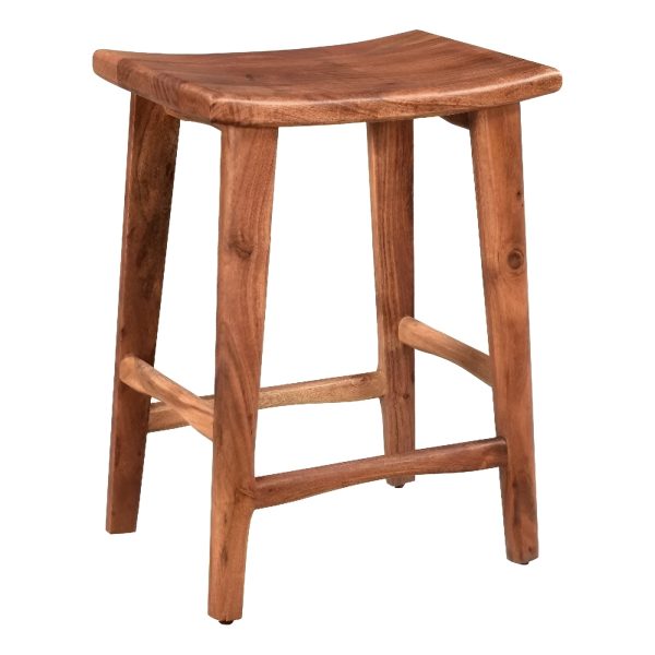 26" Brown Solid Wood Backless Bar Chair - Image 3