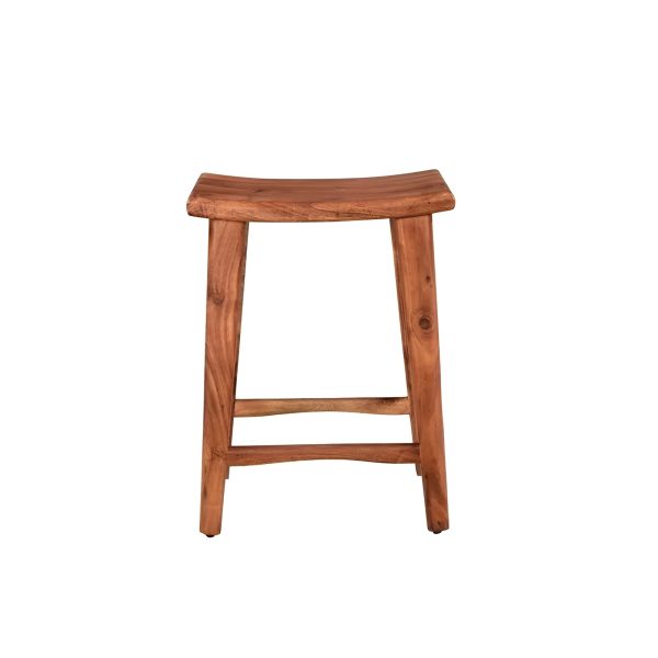 26" Brown Solid Wood Backless Bar Chair - Image 2