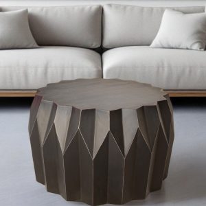29" Black Solid Wood Round Coffee Table