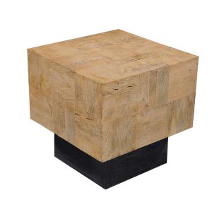 22" Black And Brown Solid Wood Square End Table