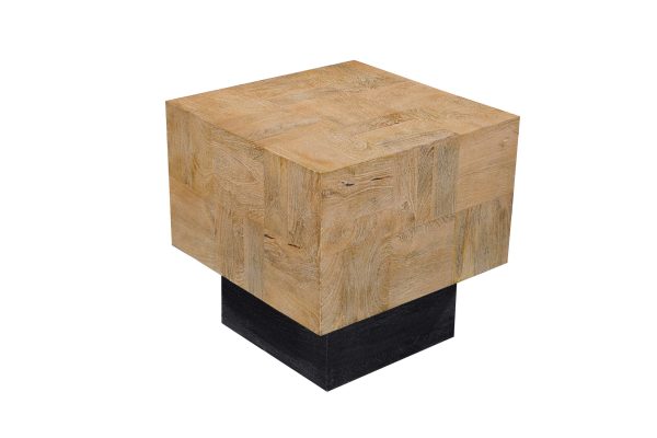 22" Black And Brown Solid Wood Square End Table