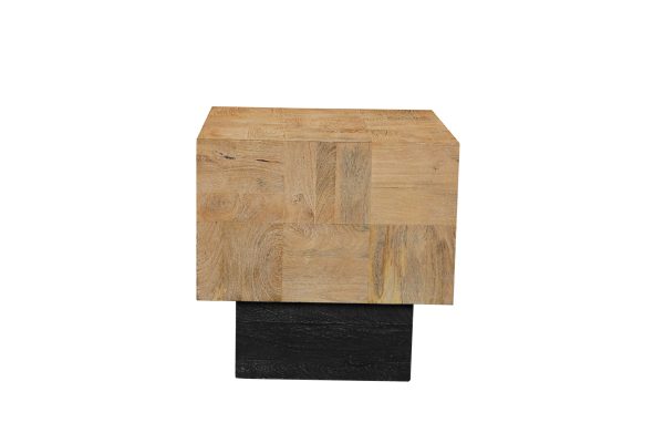22" Black And Brown Solid Wood Square End Table - Image 2