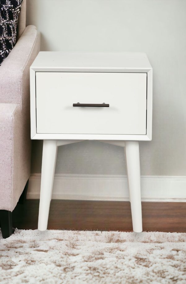 27" White Wood End Table With Drawer - Image 2