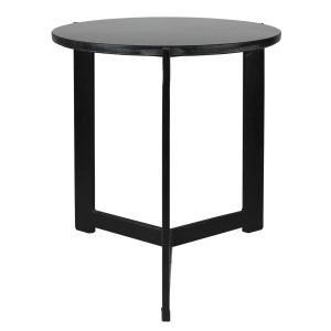 19" Black Aluminum And Brass Round End Table