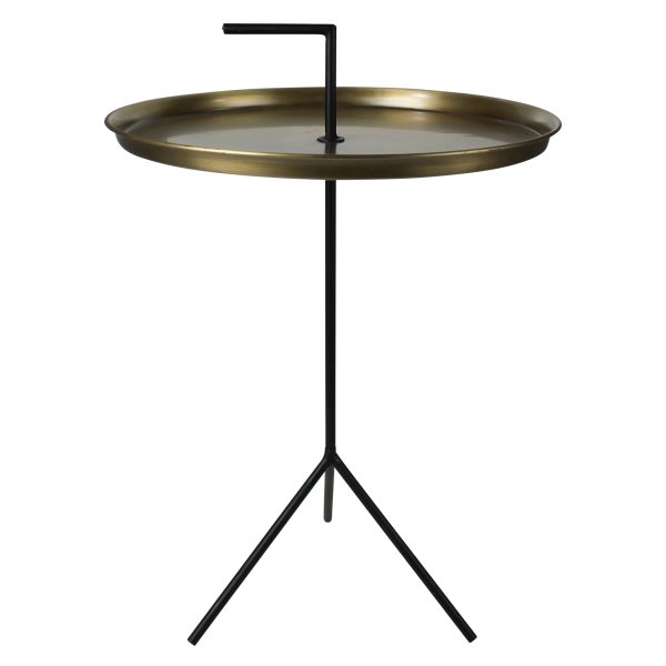 22" Brass and Black Three Leg Metal Round End Table - Image 2