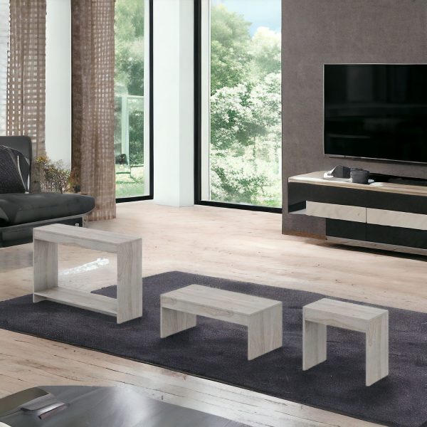 Set of Three 43" Light Gray Coffee Table - Image 2
