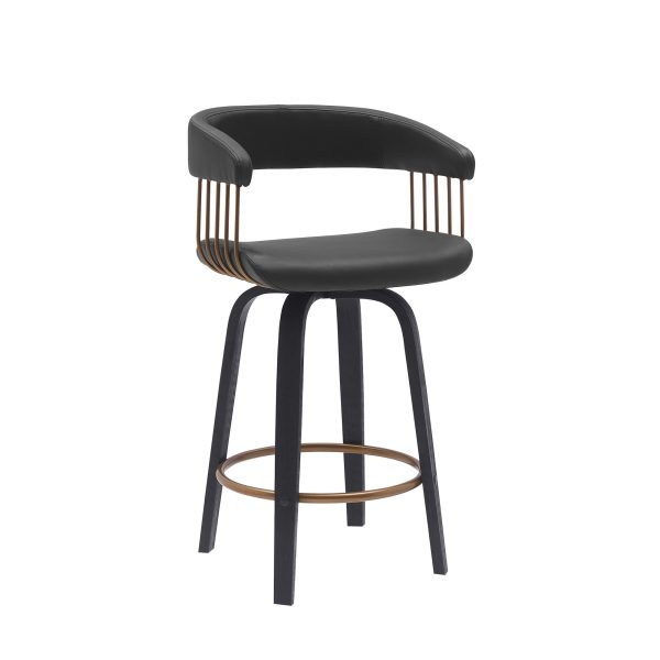 26" Black Faux Leather Swivel Counter Height Bar Chair - Image 3