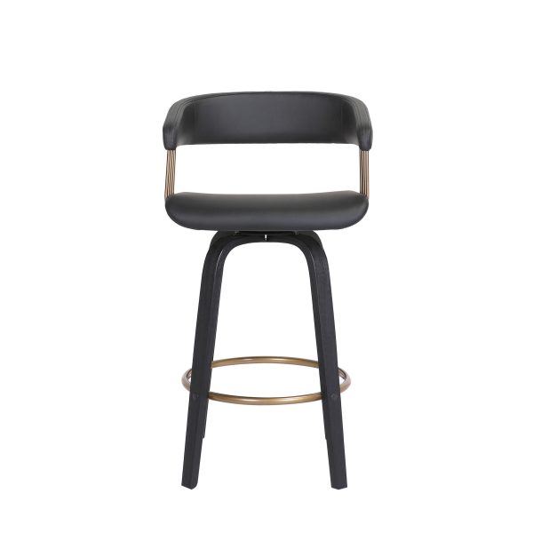 26" Black Faux Leather Swivel Counter Height Bar Chair - Image 2