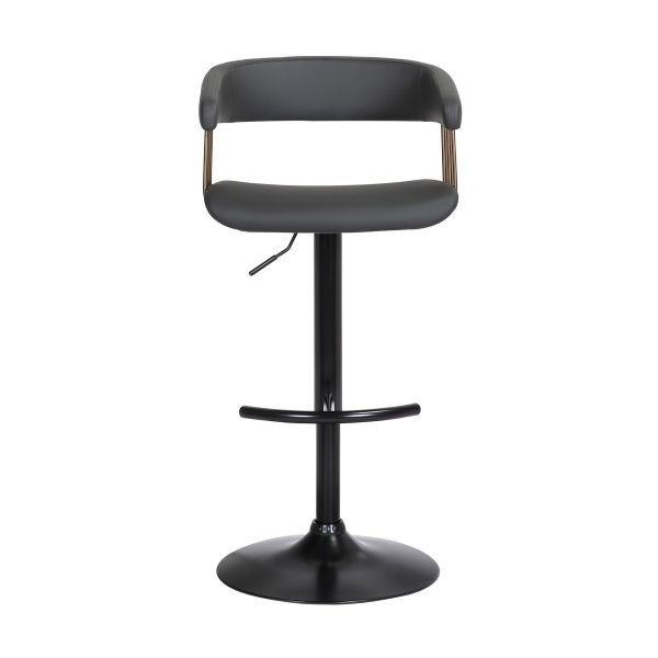 Black Faux Leather And Metal Swivel Adjustable Height Bar Chair - Image 3