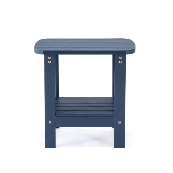 15" Navy Blue Plastic Outdoor Side Table - Image 3
