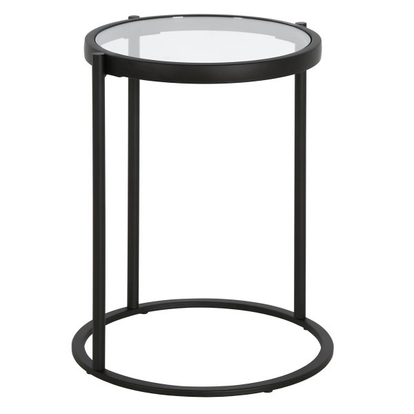 20" Black And Clear Glass And Steel Round End Table - Image 2
