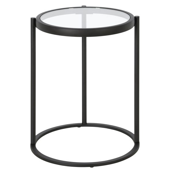 20" Black And Clear Glass And Steel Round End Table - Image 3