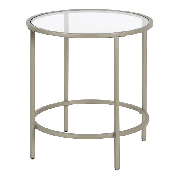 22" Silver And Clear Glass And Steel Round End Table - Image 2