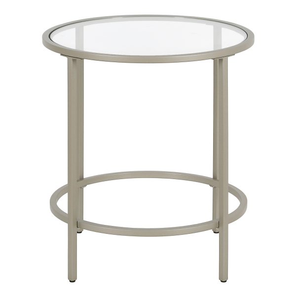 22" Silver And Clear Glass And Steel Round End Table - Image 3