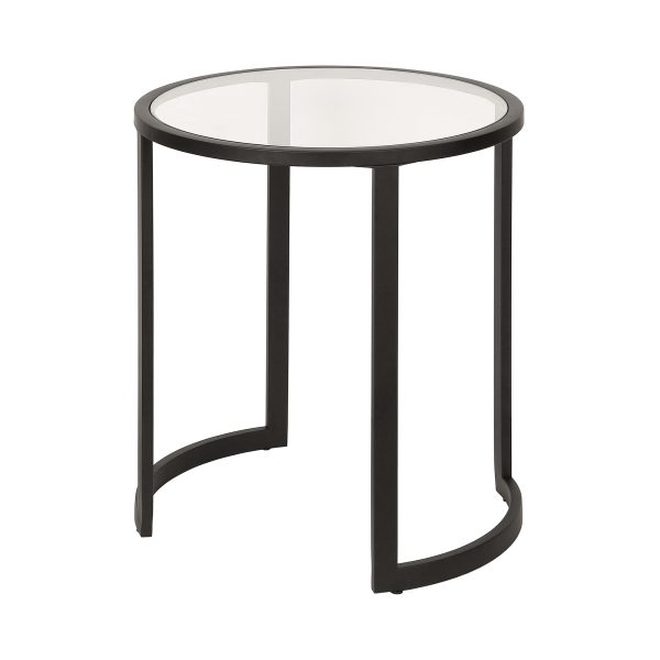 22" Black And Clear Glass And Steel Round End Table - Image 3