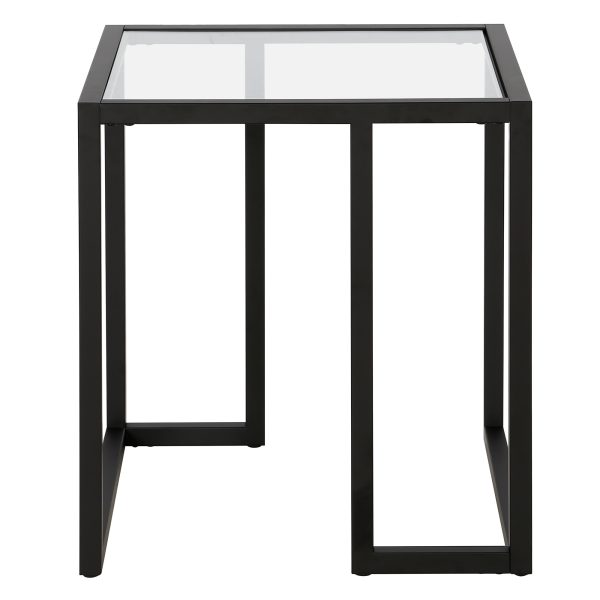 22" Black And Clear Glass And Steel Square End Table - Image 3