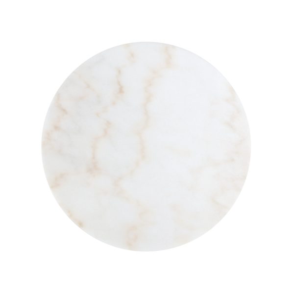 Set of Two 31" White And Gold Genuine Marble And Iron Round Nested Coffee Tables - Image 3
