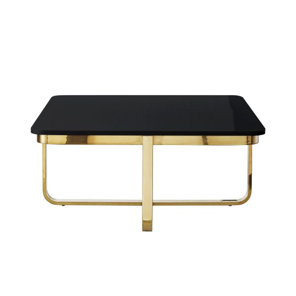 35" Black And Gold Stainless Steel Square Coffee Table - Image 3