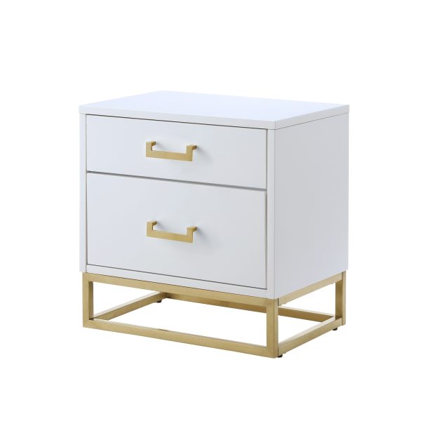 20" Gold And White End Table With Two Drawers - Image 3