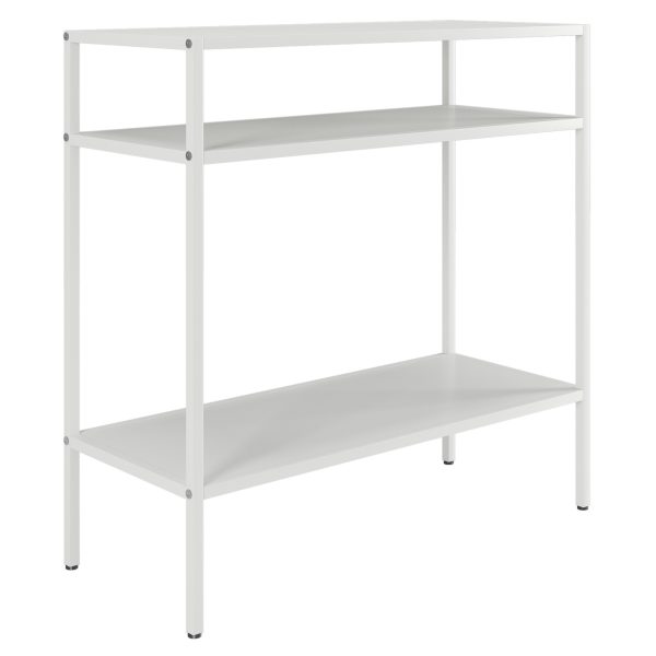 24" White Steel End Table With Two Shelves - Image 3