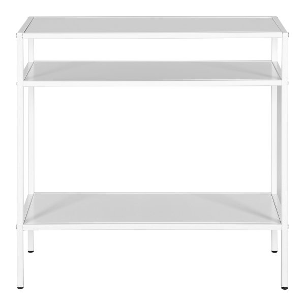 24" White Steel End Table With Two Shelves - Image 2