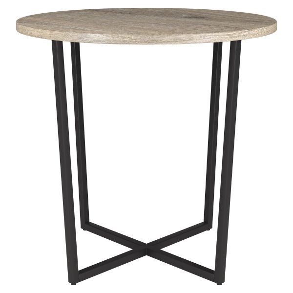 20" Black And Gray Wood And Steel Round End Table - Image 2