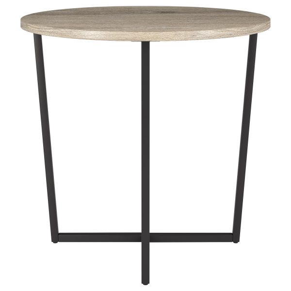 20" Black And Gray Wood And Steel Round End Table - Image 3