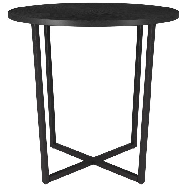 20" Black Wood And Steel Round End Table - Image 3