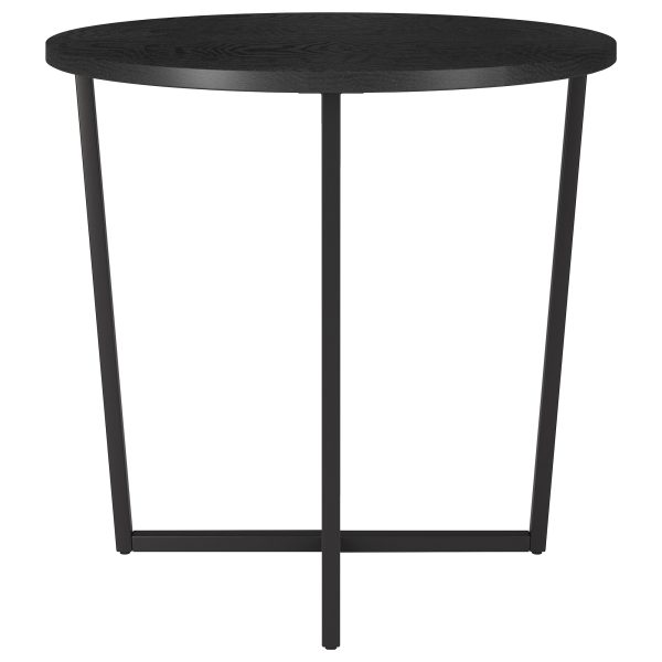 20" Black Wood And Steel Round End Table - Image 2