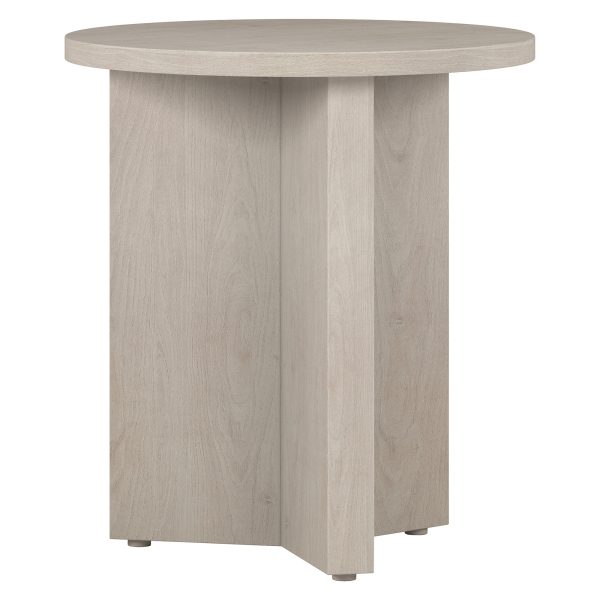 22" Alder White Wood Round End Table - Image 3