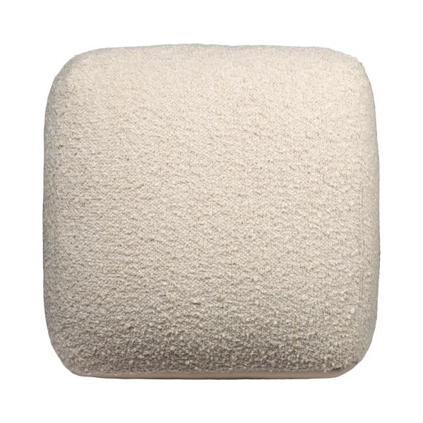 18" Beige Polyester Cube Outdoor Pouf Ottoman - Image 3