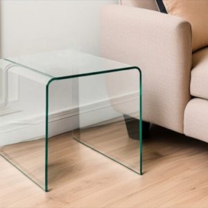 21" Clear Glass Rounded Edge End Table