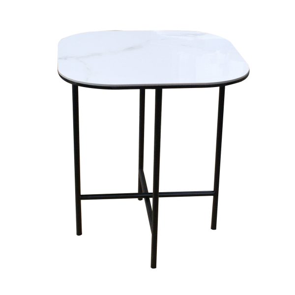 22" White And Black Ceramic And Metal Square End Table - Image 2
