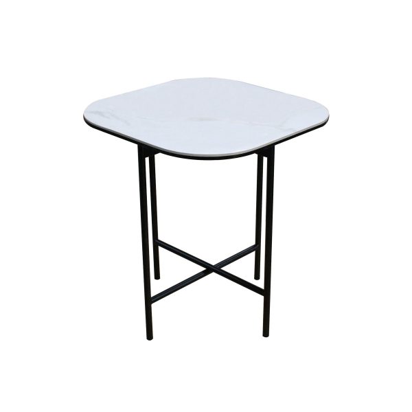 22" White And Black Ceramic And Metal Square End Table - Image 3