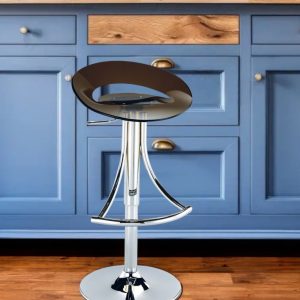 Dark Gray and Silver Acrylic and Metal Low Back Adjustable Height Bar Chair