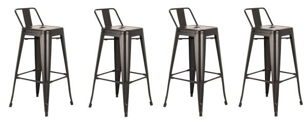Set of Four 26" Black Steel and Metal Low Back Counter Height Bar Chairs - Image 2