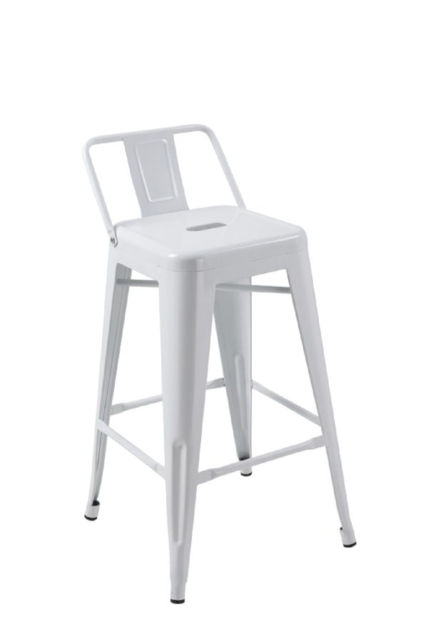 Set of Four 26" White Steel and Metal Low Back Counter Height Bar Chairs - Image 3
