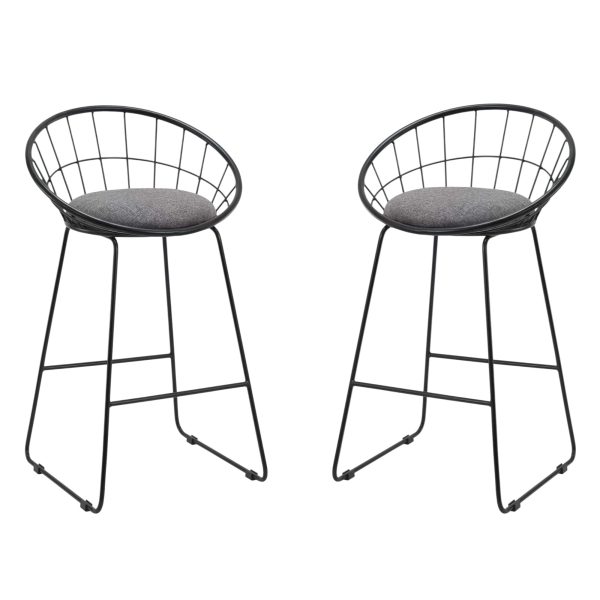 Set of Two 26" Gray and Black Fabric and Metal Low Back Counter Height Bar Chairs - Image 2