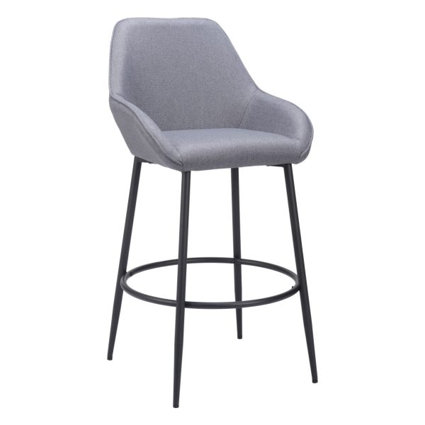 Set of Two 30" Gray And Black Fabric And Steel Bar Height Bar Chairs - Image 3